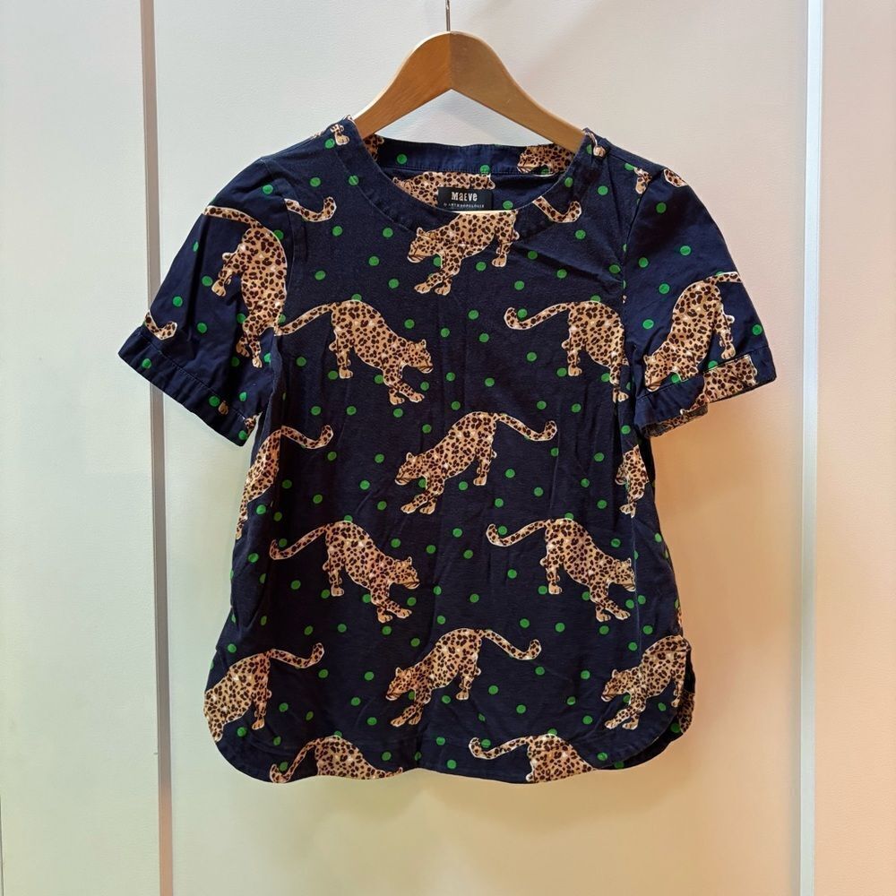 Maeve by Anthropologie Leopard & Polka Dot Print Tee – Size XS